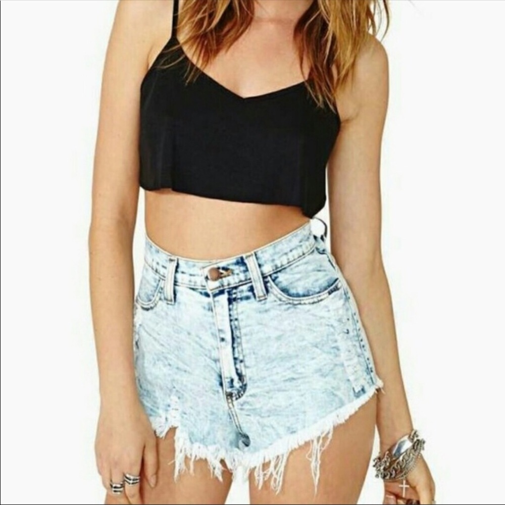 Sneak Peek High Rise denim Cut Off Shorts